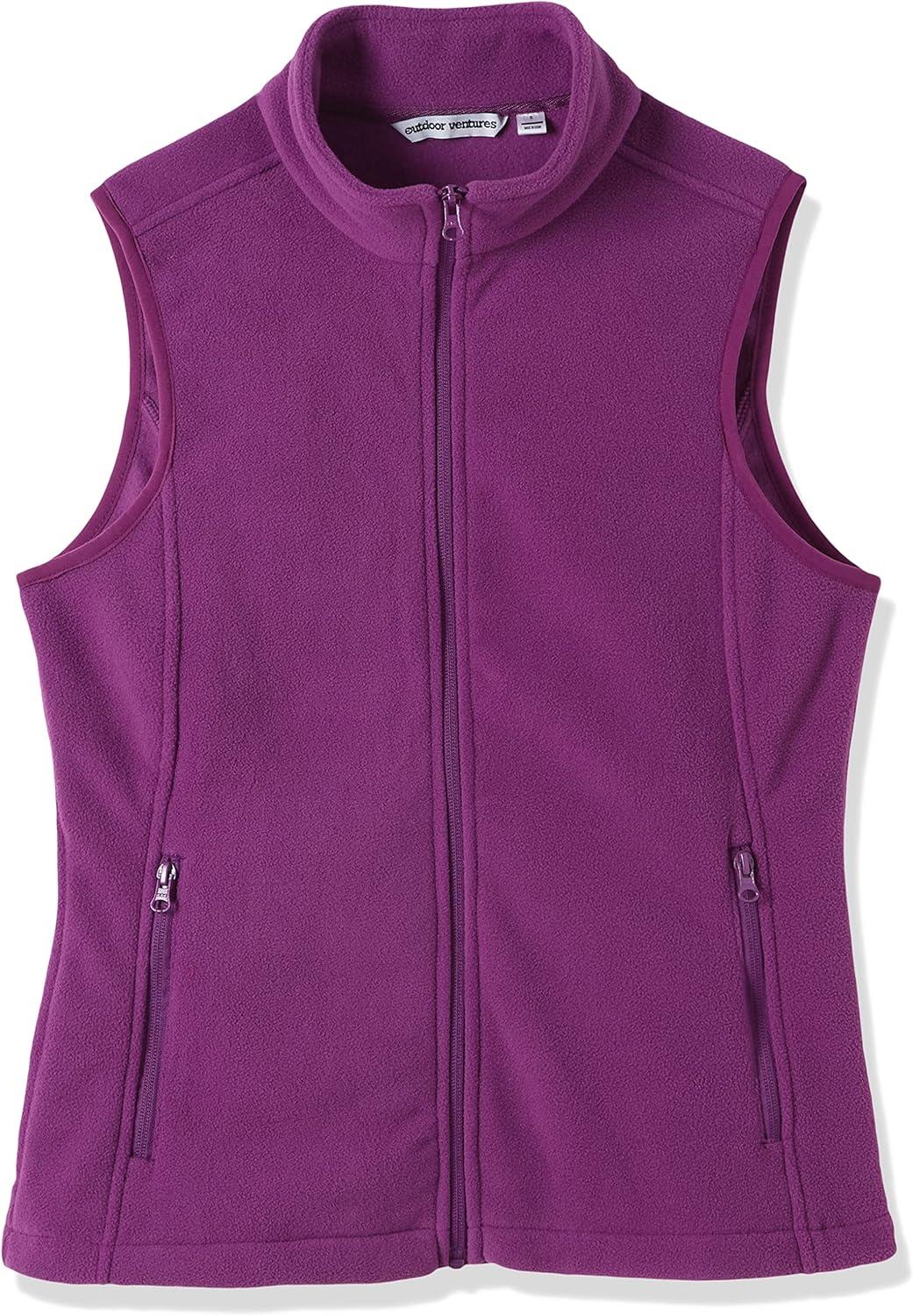 Outdoor Ventures Women’s Polar Fleece Zip Vest Outerwear with Pockets,Warm Sleeveless Coat Vest for Fall & Winter(Dark Raspberry)