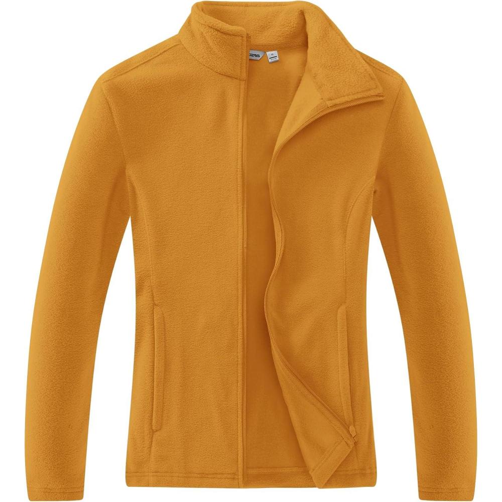 Outdoor Ventures Women’s Lightweight Warm Zip Up Long-Sleeve Soft Polar Fleece Jacket for Fall Winter(Ginger)