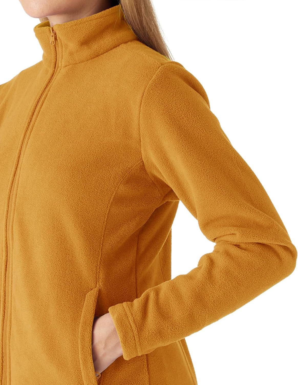 Outdoor Ventures Women’s Lightweight Warm Zip Up Long-Sleeve Soft Polar Fleece Jacket for Fall Winter(Ginger)