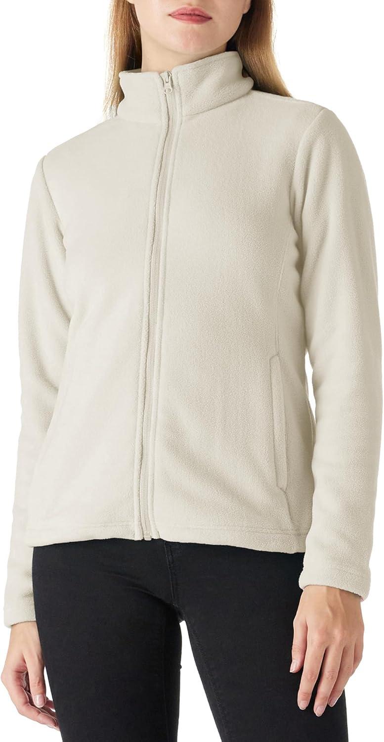 Outdoor Ventures Women’s Lightweight Warm Zip Up Long-Sleeve Soft Polar Fleece Jacket for Fall Winter(Moonlight)