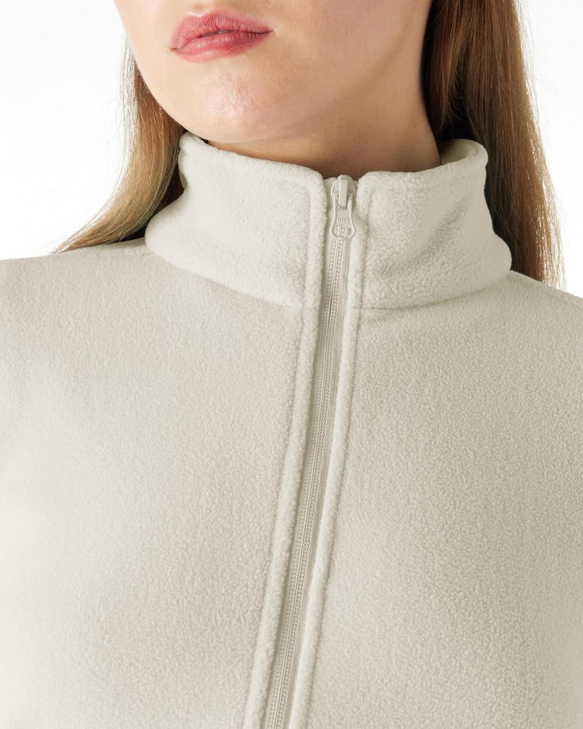 Outdoor Ventures Women’s Lightweight Warm Zip Up Long-Sleeve Soft Polar Fleece Jacket for Fall Winter(Moonlight)