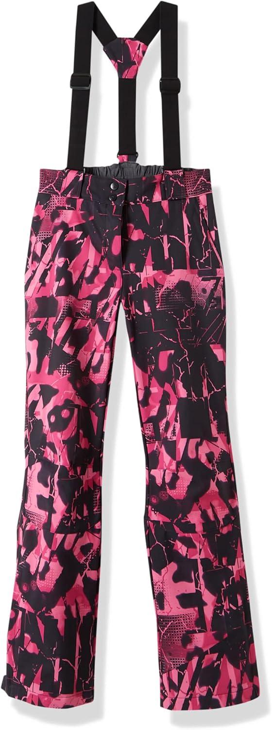 Outdoor Ventures Women’s Ski Snow Bib Pants Warm Insulated Waterproof Snowboard Softshell Pants with Detachable Bib(Rose Melange)