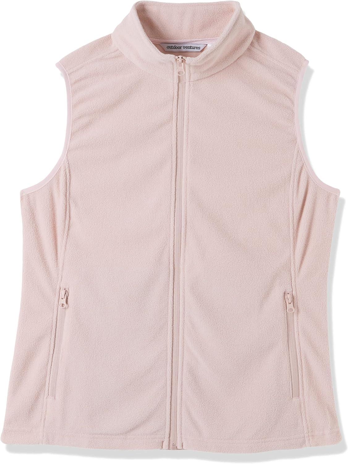 Outdoor Ventures Women’s Fleece Vest, Zip Up Lightweight Soft Running Vest Outerwear Sleeveless with Pockets(Pink)