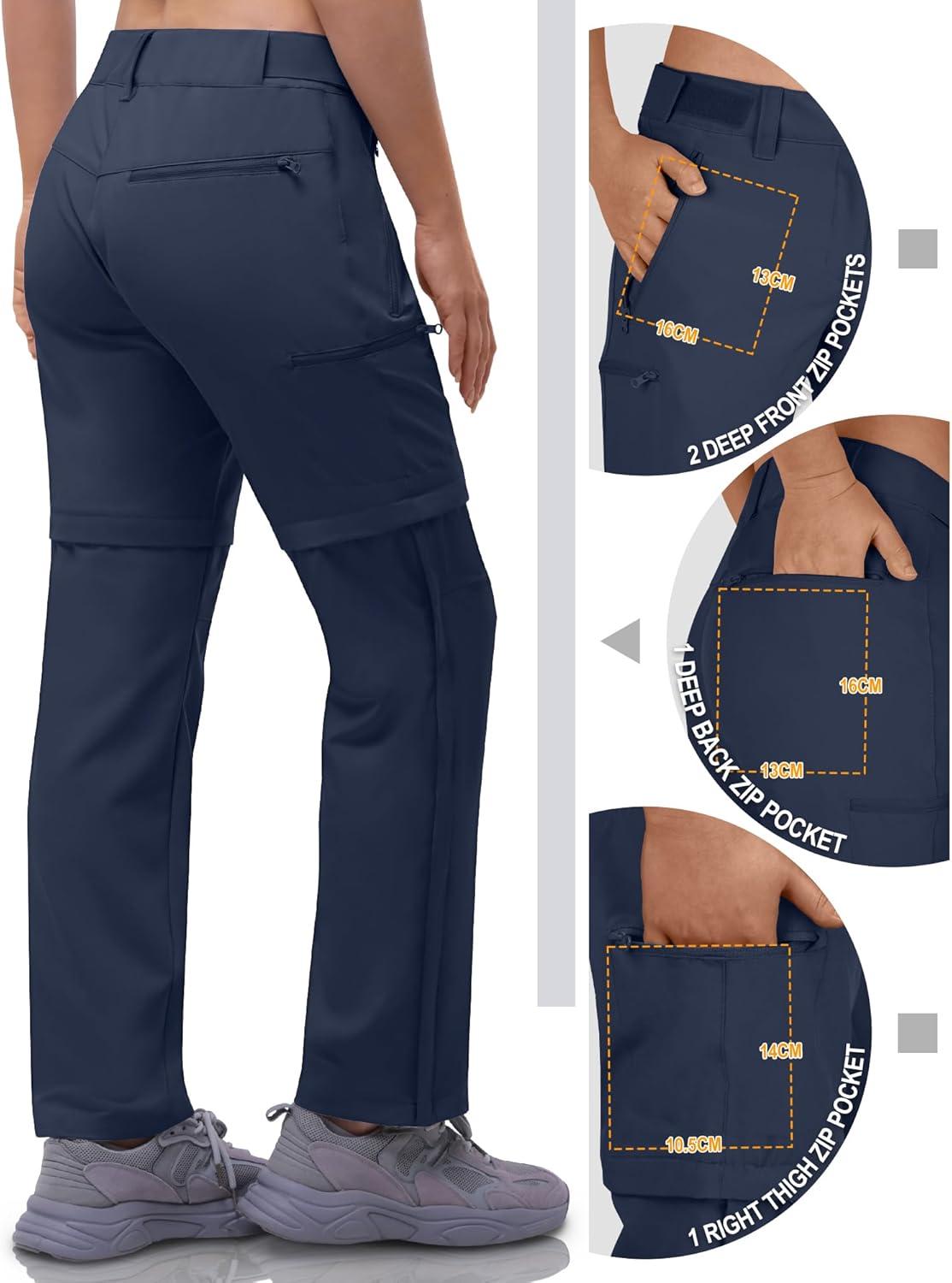 Outdoor Ventures Women’s Convertible Pants, Quick Dry Hiking Zip-Off Pants, Stretch Lightweight Cargo Pants(Navy)