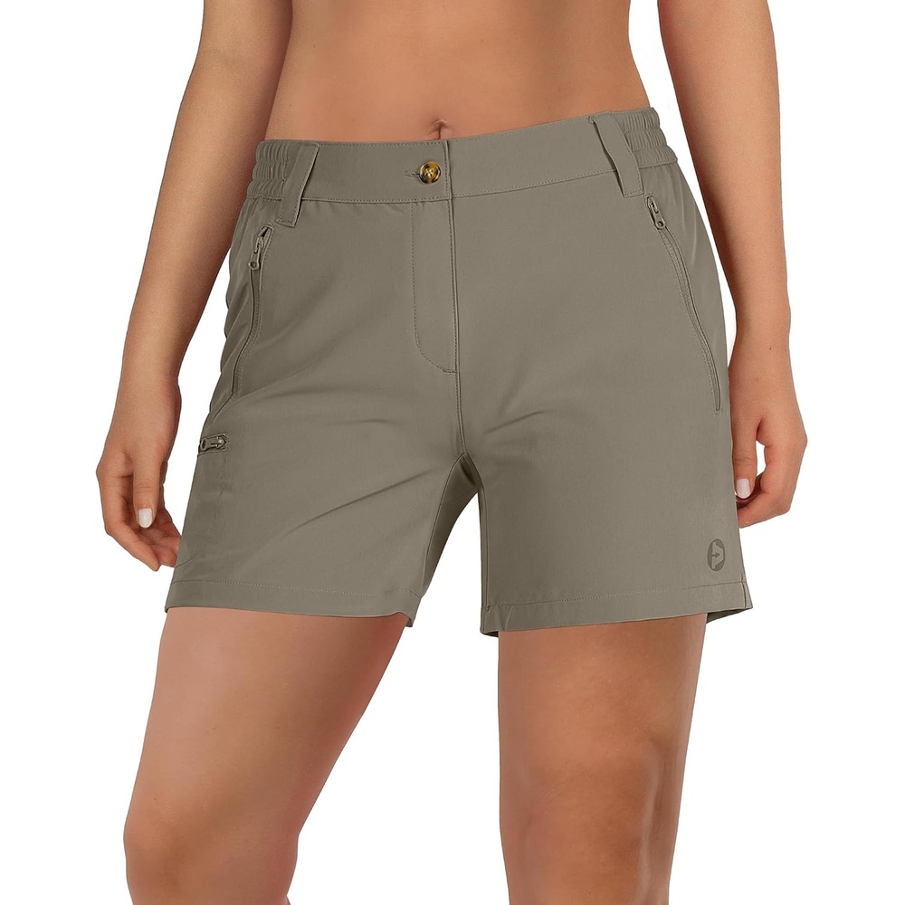Outdoor Ventures Women’s Hiking Shorts 5 Inch Golf Stretch Quick Dry Cargo(Fossil)