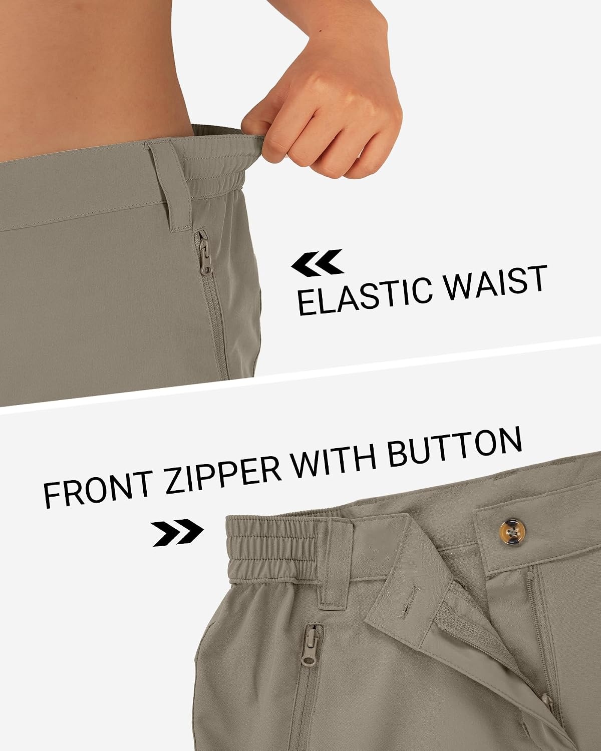 Outdoor Ventures Women’s Hiking Shorts 5 Inch Golf Stretch Quick Dry Cargo(Fossil)