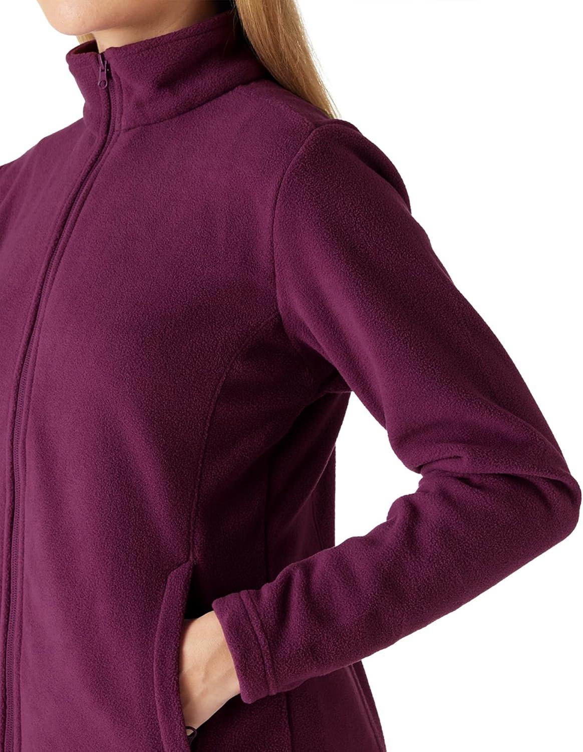 Outdoor Ventures Women’s Lightweight Warm Zip Up Long-Sleeve Soft Polar Fleece Jacket for Fall Winter(Dark Fuchsia)