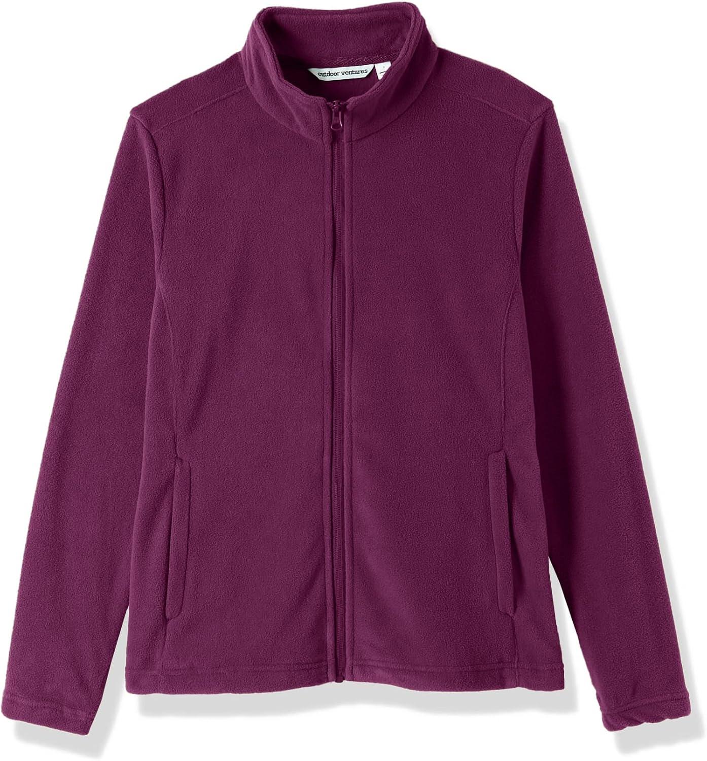 Outdoor Ventures Women’s Lightweight Warm Zip Up Long-Sleeve Soft Polar Fleece Jacket for Fall Winter(Dark Fuchsia)