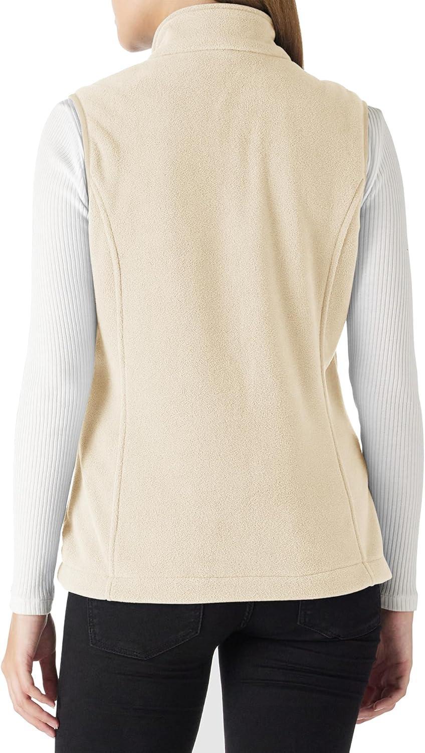 Outdoor Ventures Women’s Polar Fleece Zip Vest Outerwear with Pockets,Warm Sleeveless Coat Vest for Fall & Winter(Khaki)