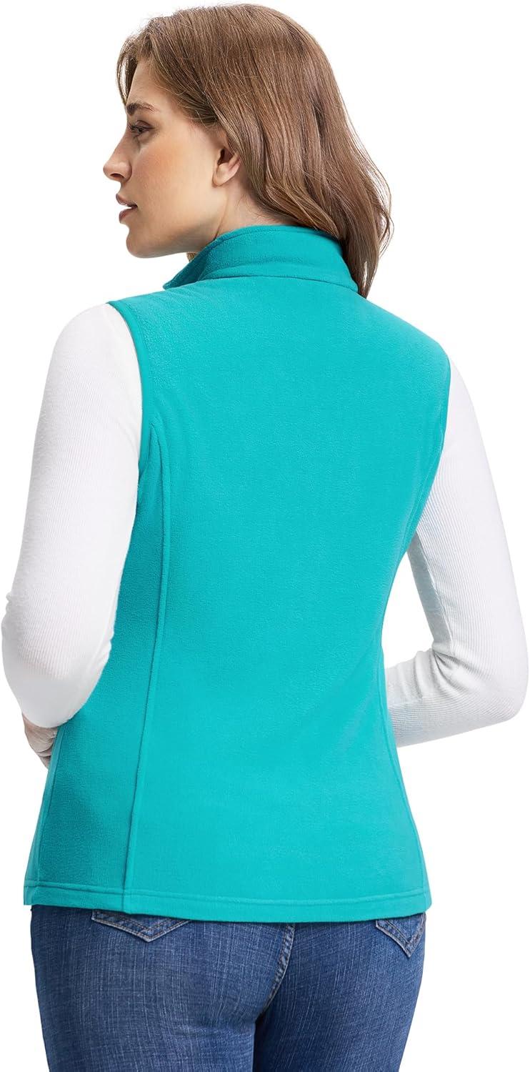 Outdoor Ventures Women’s Fleece Vest, Zip Up Lightweight Soft Running Vest Outerwear Sleeveless with Pockets(Aquamarine Blue)