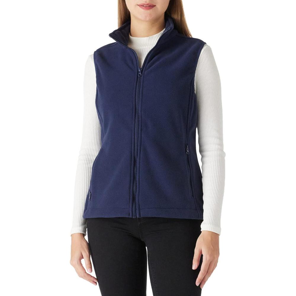Outdoor Ventures Women’s Polar Fleece Zip Vest Outerwear with Pockets,Warm Sleeveless Coat Vest for Fall & Winter(True Navy)