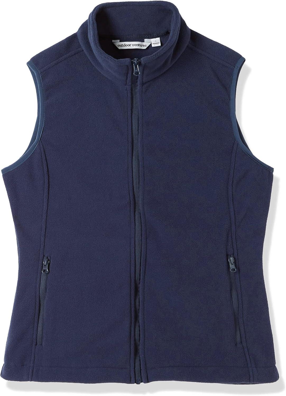Outdoor Ventures Women’s Polar Fleece Zip Vest Outerwear with Pockets,Warm Sleeveless Coat Vest for Fall & Winter(True Navy)
