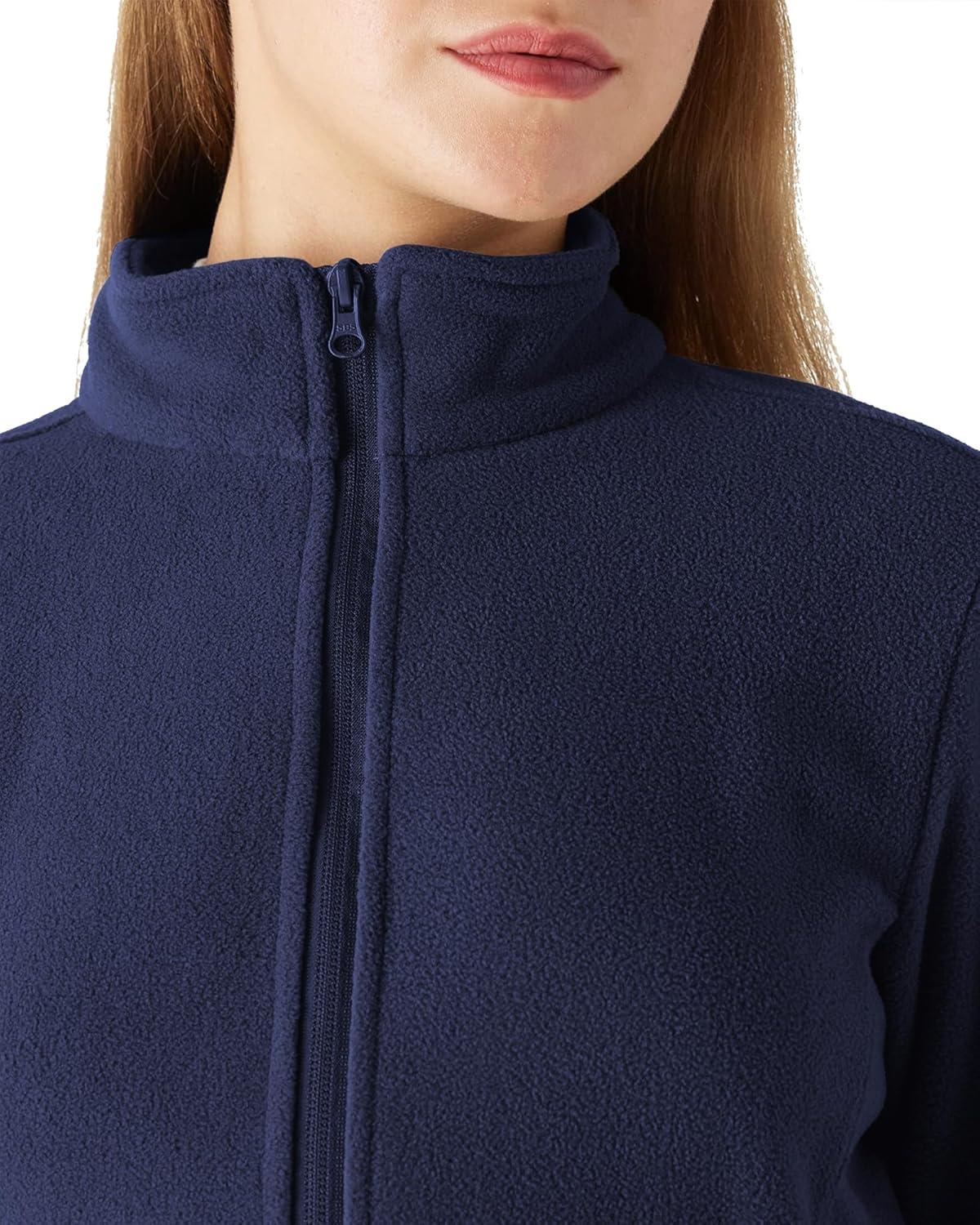 Outdoor Ventures Women’s Lightweight Warm Zip Up Long-Sleeve Soft Polar Fleece Jacket for Fall Winter(True Navy)