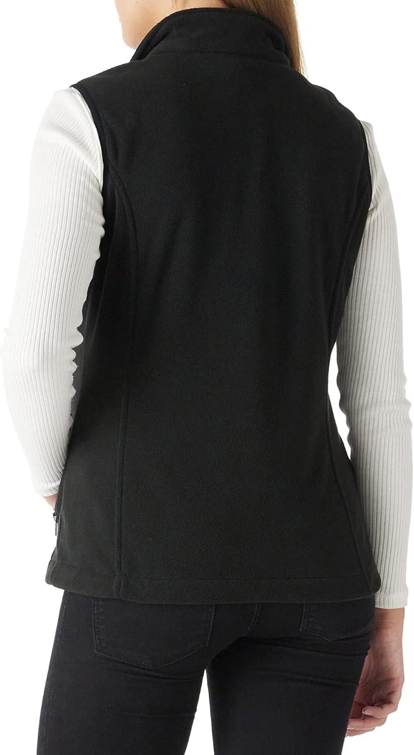 Outdoor Ventures Women’s Polar Fleece Zip Vest Outerwear with Pockets,Warm Sleeveless Coat Vest for Fall & Winter(Black)
