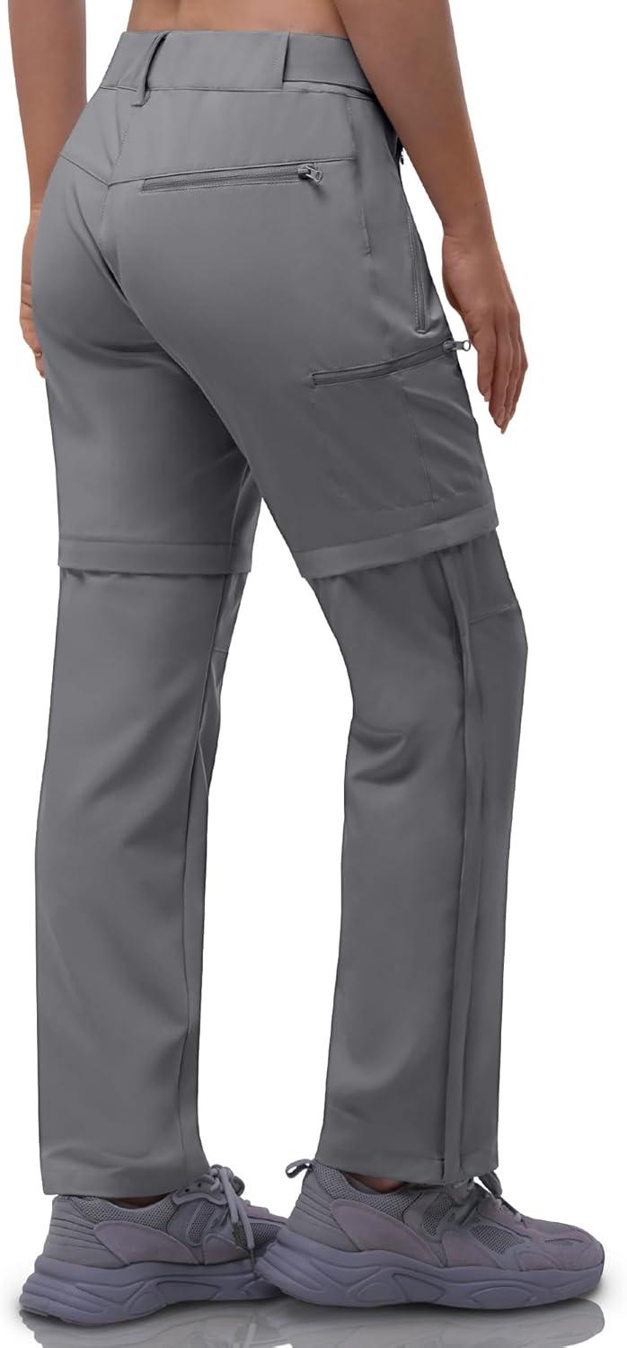 Outdoor Ventures Women’s Convertible Pants, Quick Dry Hiking Zip-Off Pants, Stretch Lightweight Cargo Pants(Grey)