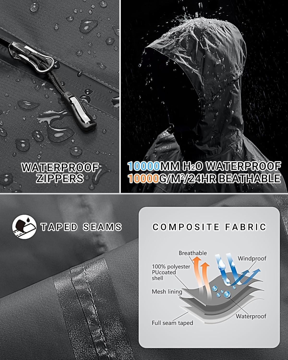 Outdoor Ventures Packable Rain Jacket Women Lightweight Waterproof Raincoat with Hood Cycling Bike Jacket(Plain Grey)