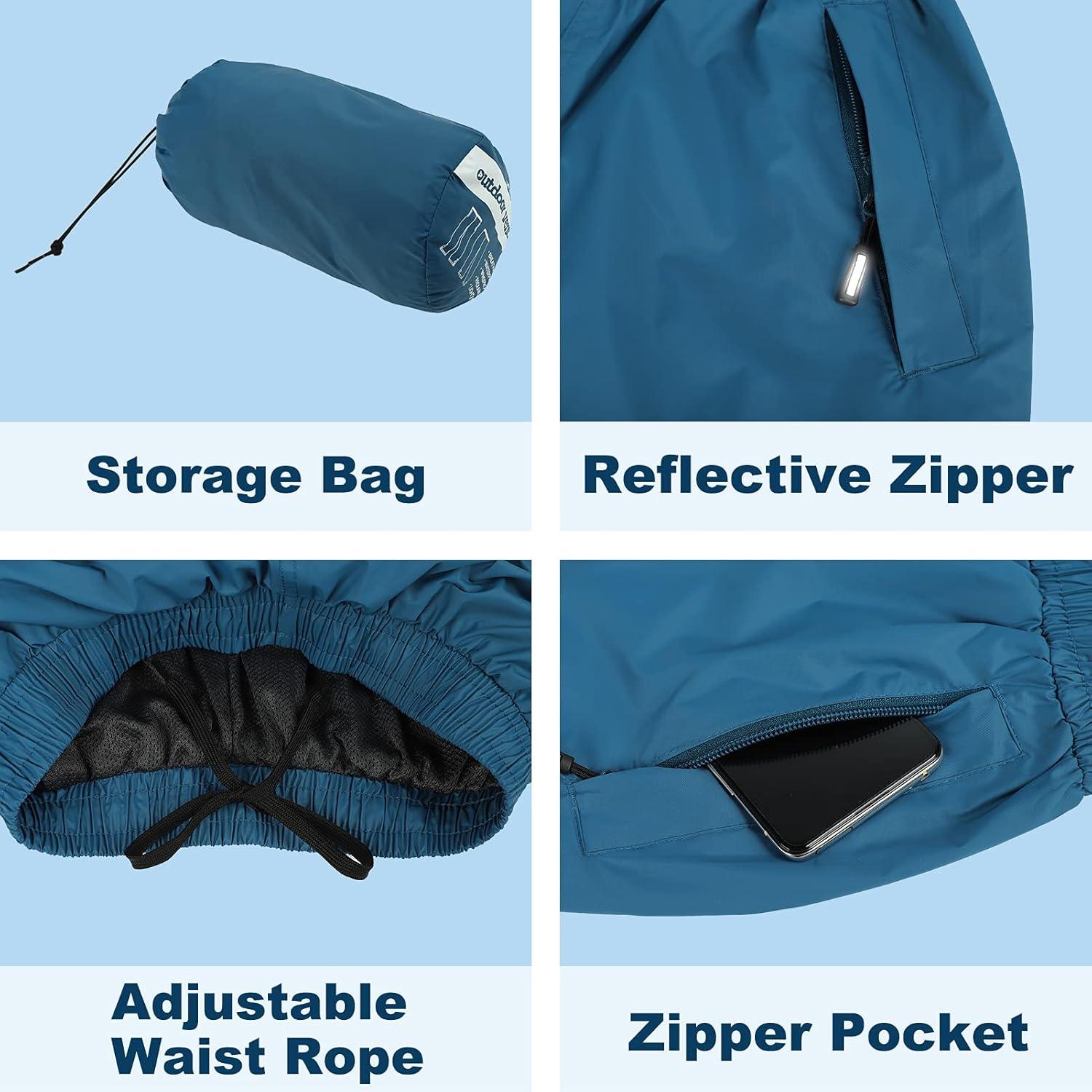 Outdoor Ventures Women’s Rain Pants Packable Waterproof Hiking Pants Windproof Breathable Outdoor Rain Over Pants(Moroccan Blue)