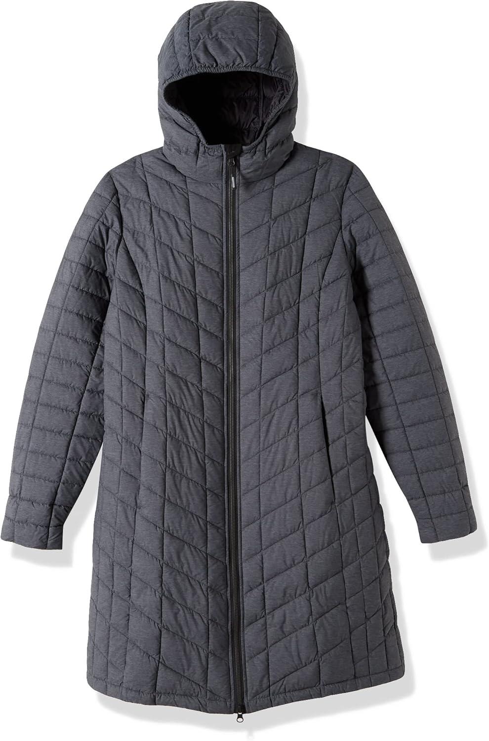 Outdoor Ventures Women’s Maryan Hooded Ultra Lightweight Warm Thermolite Long Puffer Coat(Dark Grey-avg.36″ Long Length)