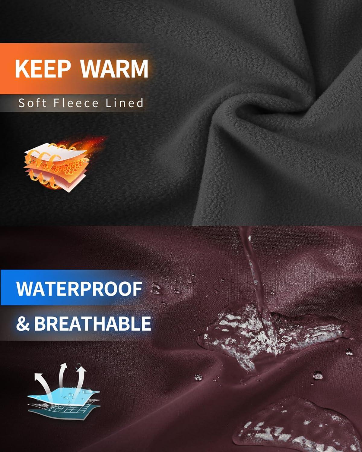 Outdoor Ventures Women’s Softshell Jacket with Hood Fleece Lined Warm Lightweight Waterproof Insulated Windbreaker(Dark Red)