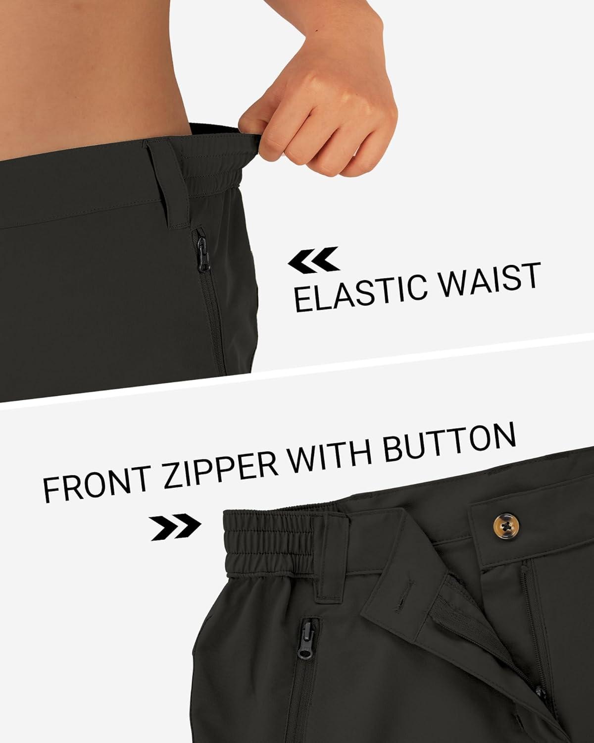 Outdoor Ventures Women’s Hiking Shorts Stretch Lightweight Golf Shorts Quick Dry UPF 50+ 5 inch Cargo Short for Camping(Dark Black)