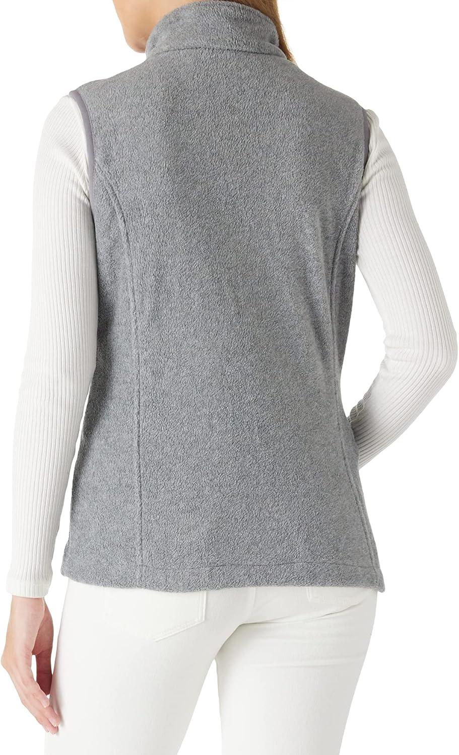 Outdoor Ventures Women’s Polar Fleece Zip Vest Outerwear with Pockets,Warm Sleeveless Coat Vest for Fall & Winter(Light Grey Heather)