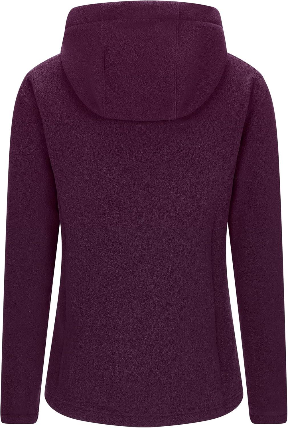 Outdoor Ventures Women’s Full Zip Hooded Fleece Jacket Coat with 6 Pockets, Warm Soft Polar Fleece Casual Hoodie Sweatshirt(Wine)