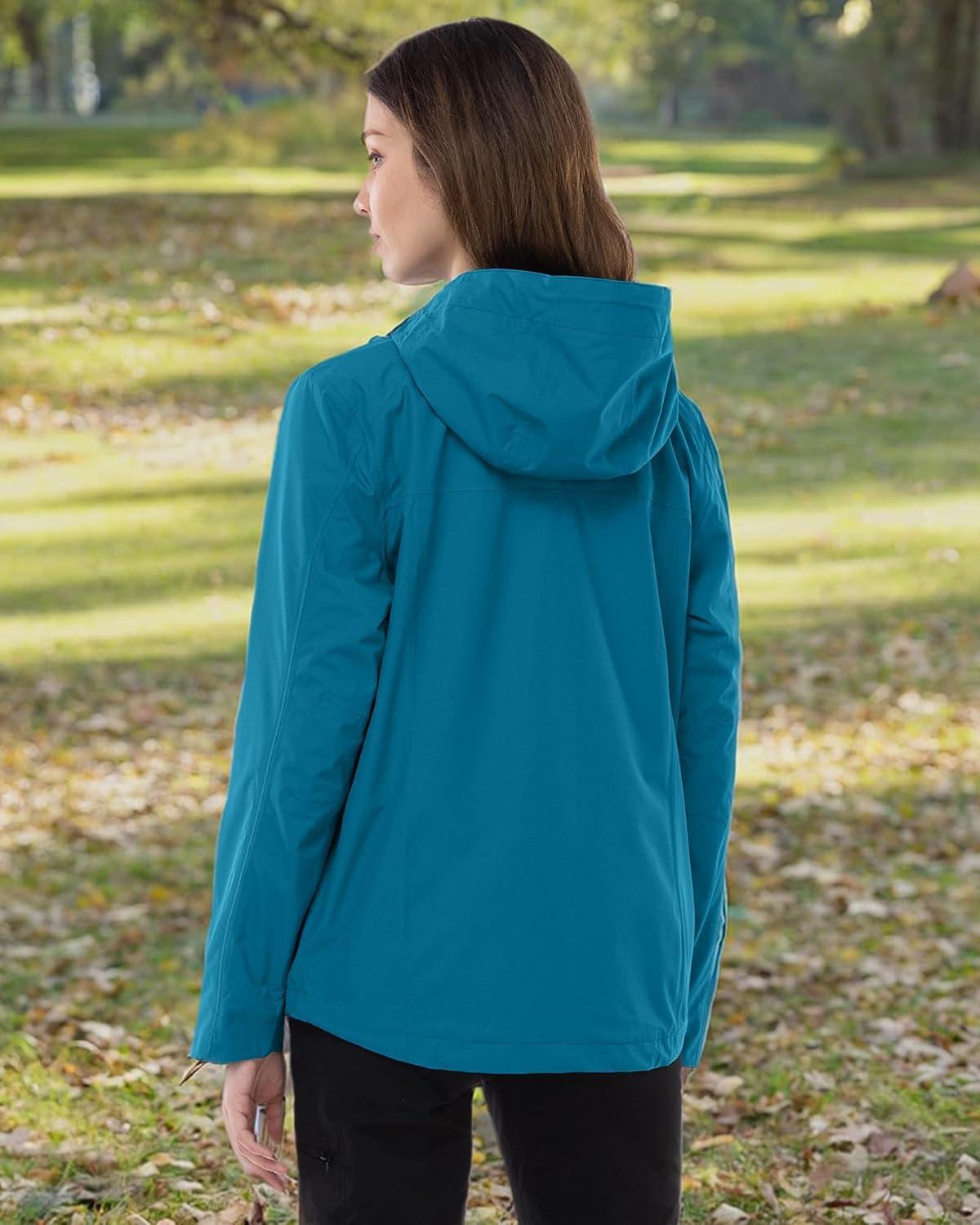 Outdoor Ventures Packable Rain Jacket Women Lightweight Waterproof Raincoat with Hood Cycling Bike Jacket(New Blue)