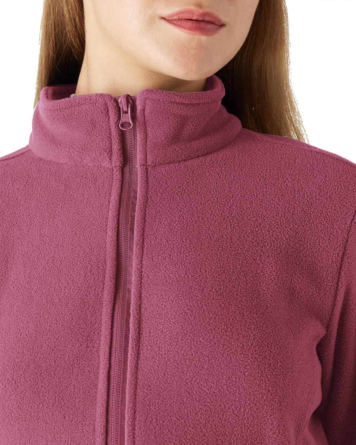 Outdoor Ventures Women’s Lightweight Warm Zip Up Long-Sleeve Soft Polar Fleece Jacket for Fall Winter(Dusty Rose)