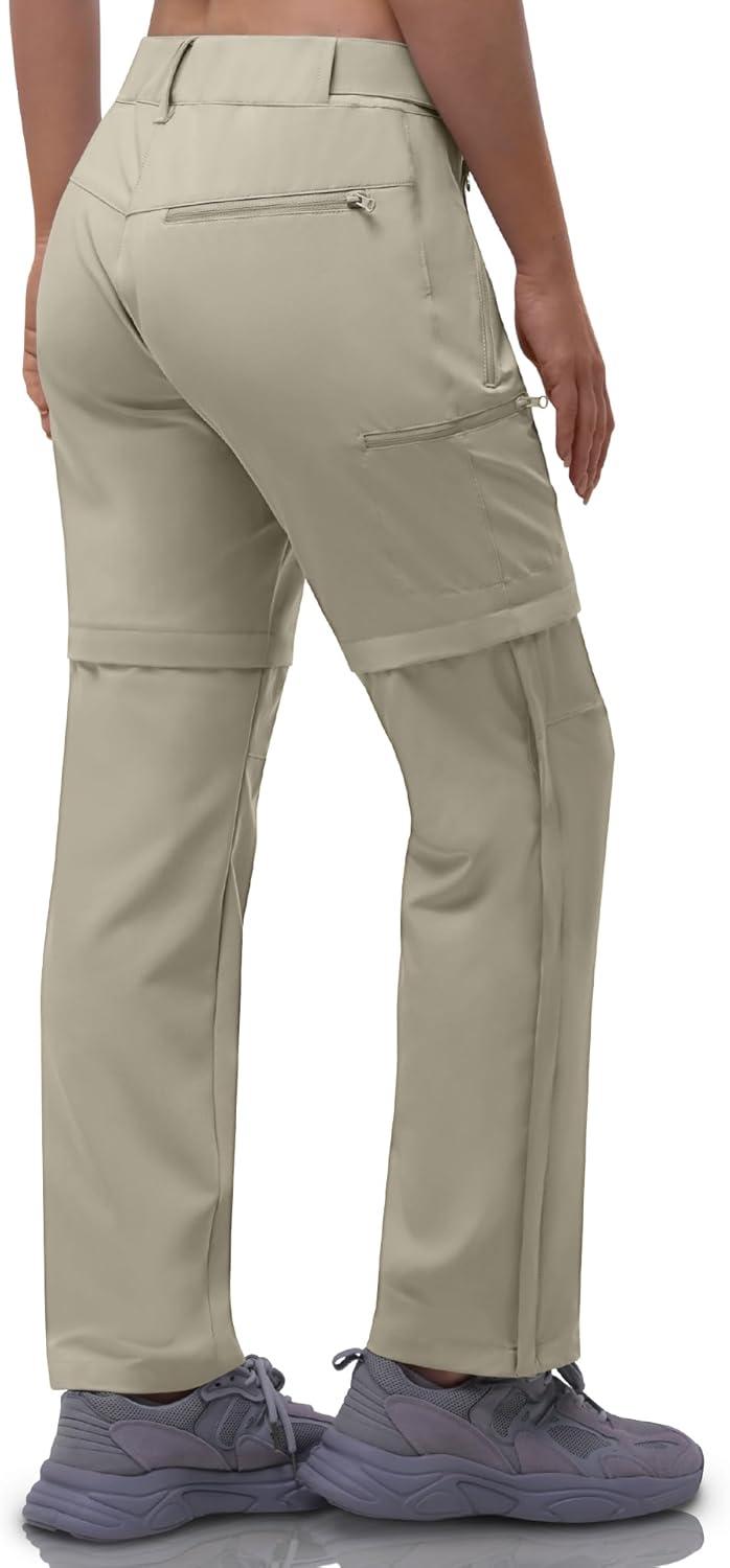 Outdoor Ventures Women’s Convertible Pants, Quick Dry Hiking Zip-Off Pants, Stretch Lightweight Cargo Pants(Brown)