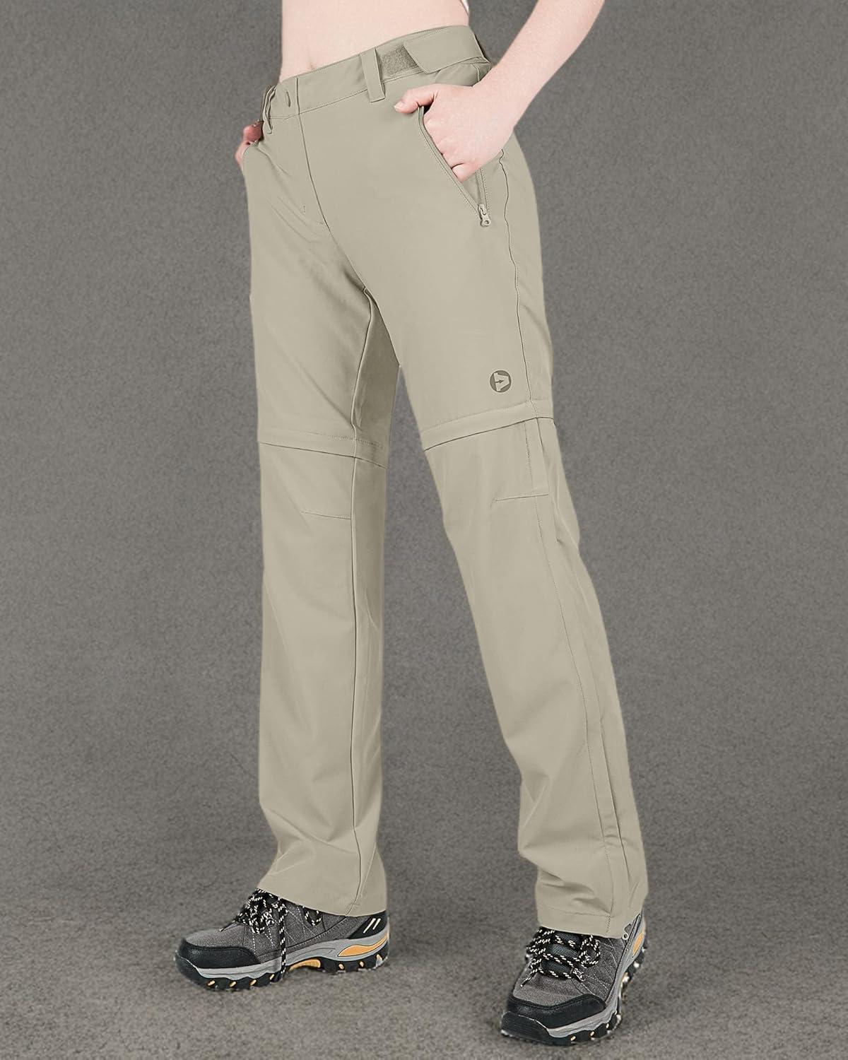 Outdoor Ventures Women’s Convertible Pants, Quick Dry Hiking Zip-Off Pants, Stretch Lightweight Cargo Pants(Brown)