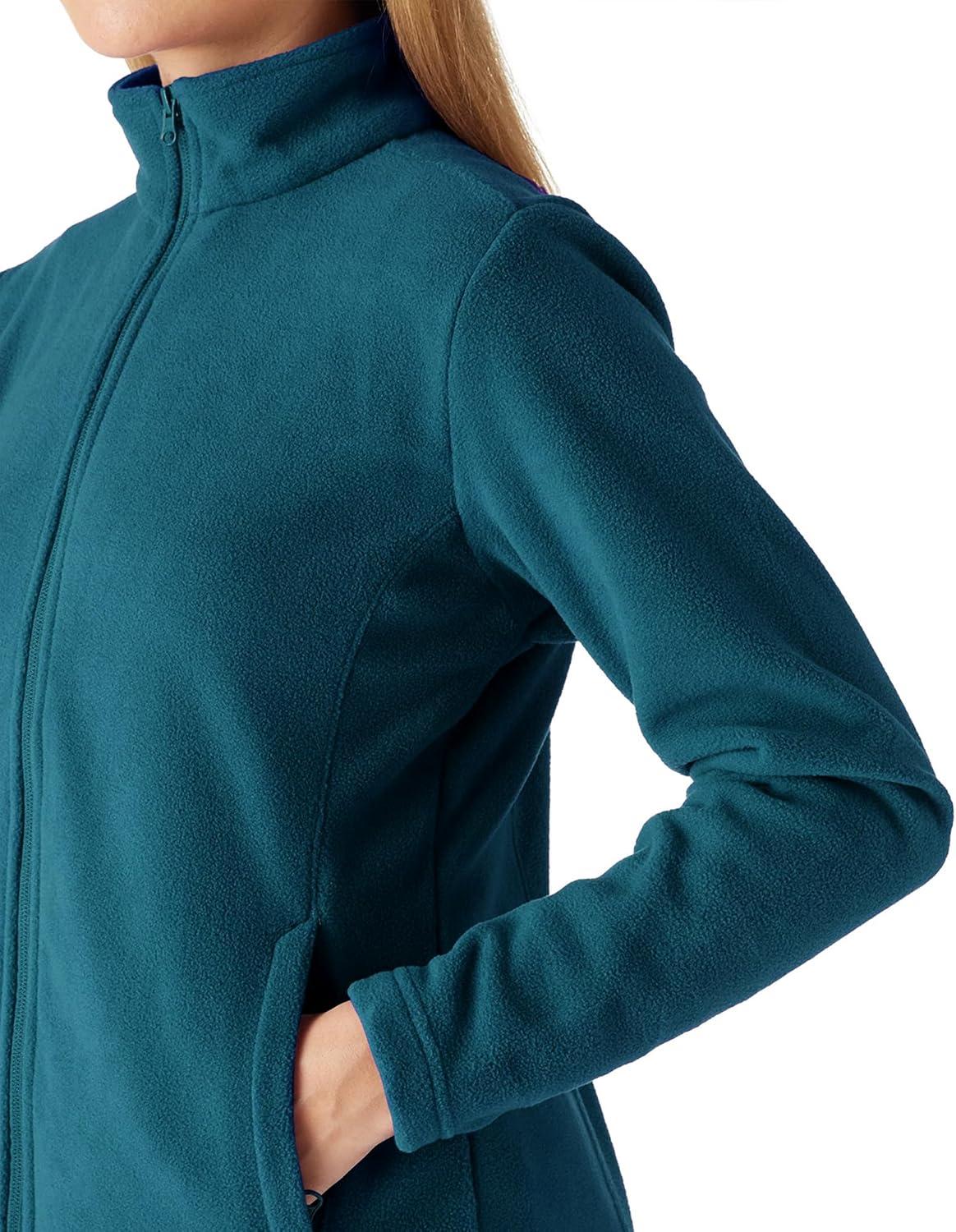 Outdoor Ventures Women’s Lightweight Warm Zip Up Long-Sleeve Soft Polar Fleece Jacket for Fall Winter(Dark Blue)