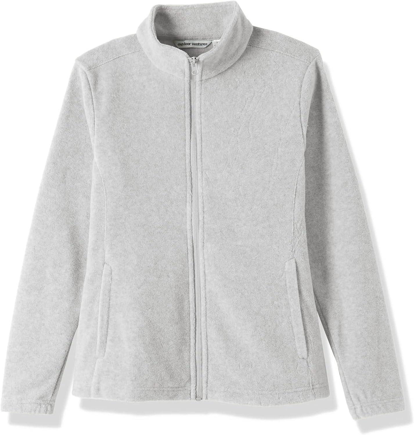 Outdoor Ventures Women’s Lightweight Warm Zip Up Long-Sleeve Soft Polar Fleece Jacket for Fall Winter(Light Grey Heather)