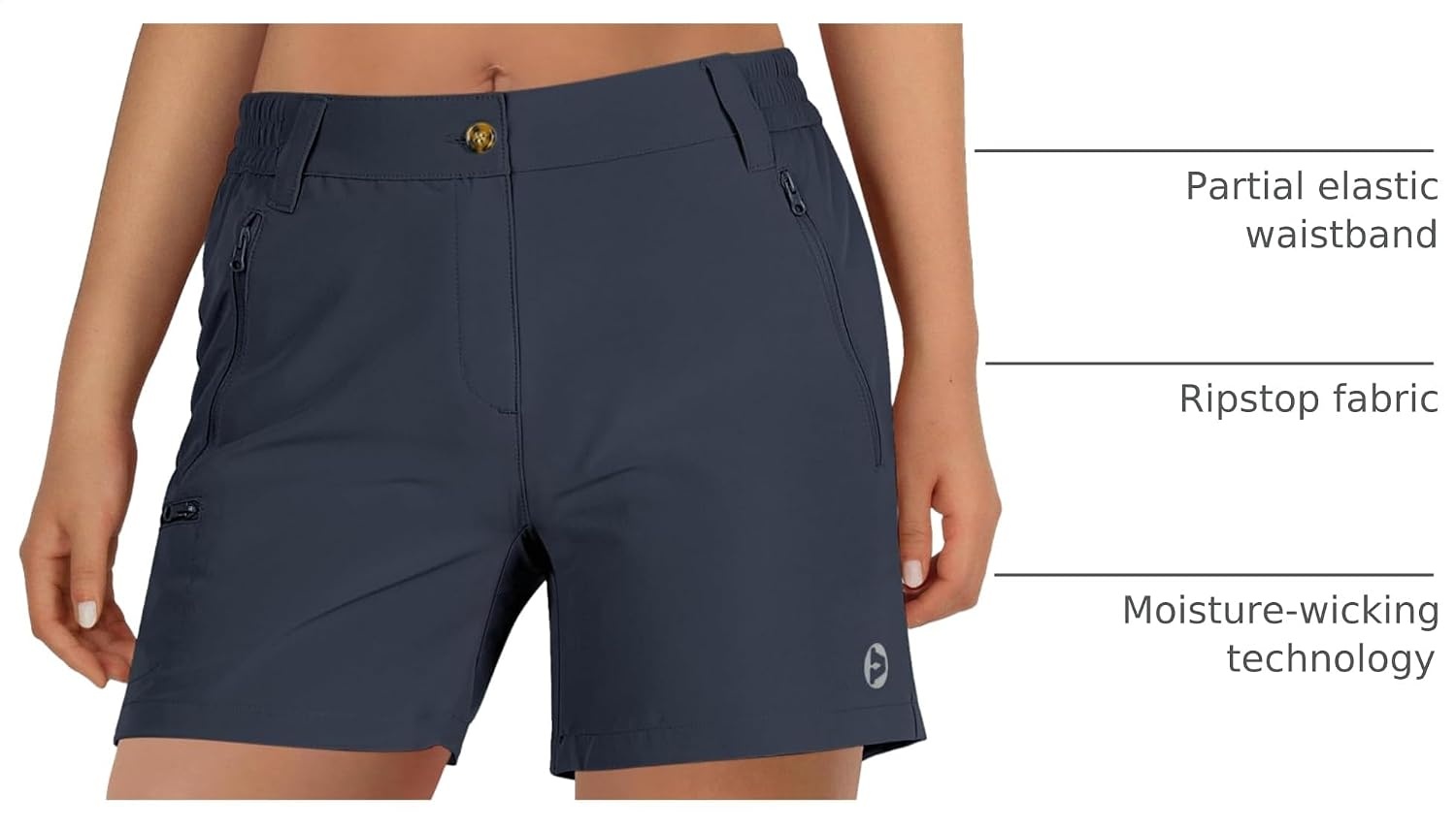 Outdoor Ventures Women’s Hiking Shorts 5 Inch Golf Stretch Quick Dry Cargo(Dark Grey)