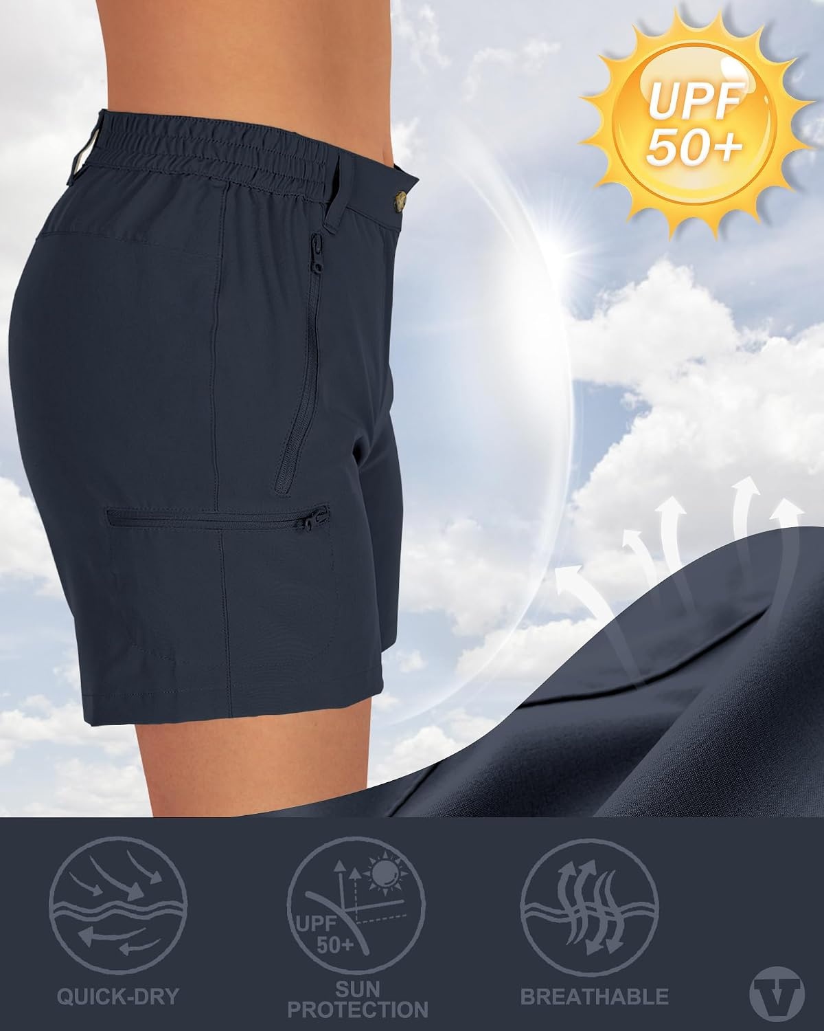 Outdoor Ventures Women’s Hiking Shorts 5 Inch Golf Stretch Quick Dry Cargo(Dark Grey)