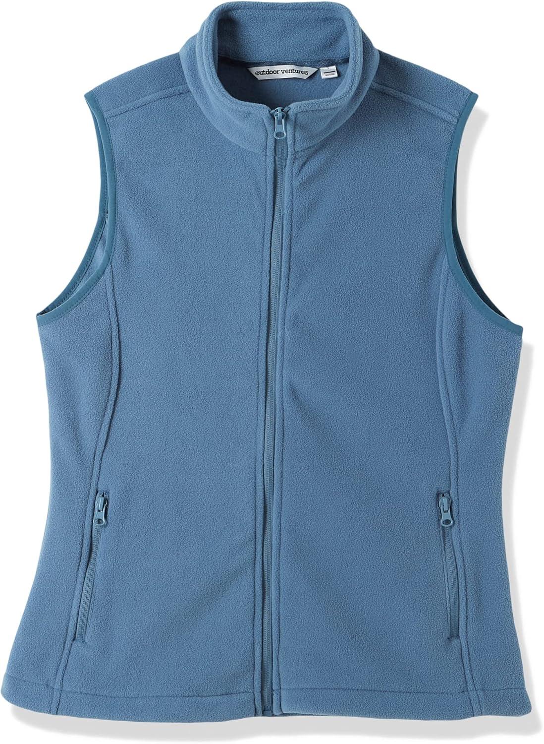 Outdoor Ventures Women’s Polar Fleece Zip Vest Outerwear with Pockets,Warm Sleeveless Coat Vest for Fall & Winter(Grayish Blue)