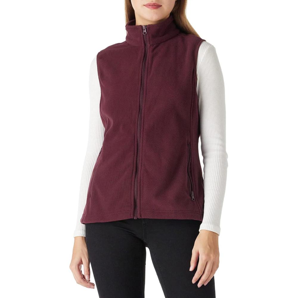 Outdoor Ventures Women’s Polar Fleece Zip Vest Outerwear with Pockets,Warm Sleeveless Coat Vest for Fall & Winter(Burgundy)