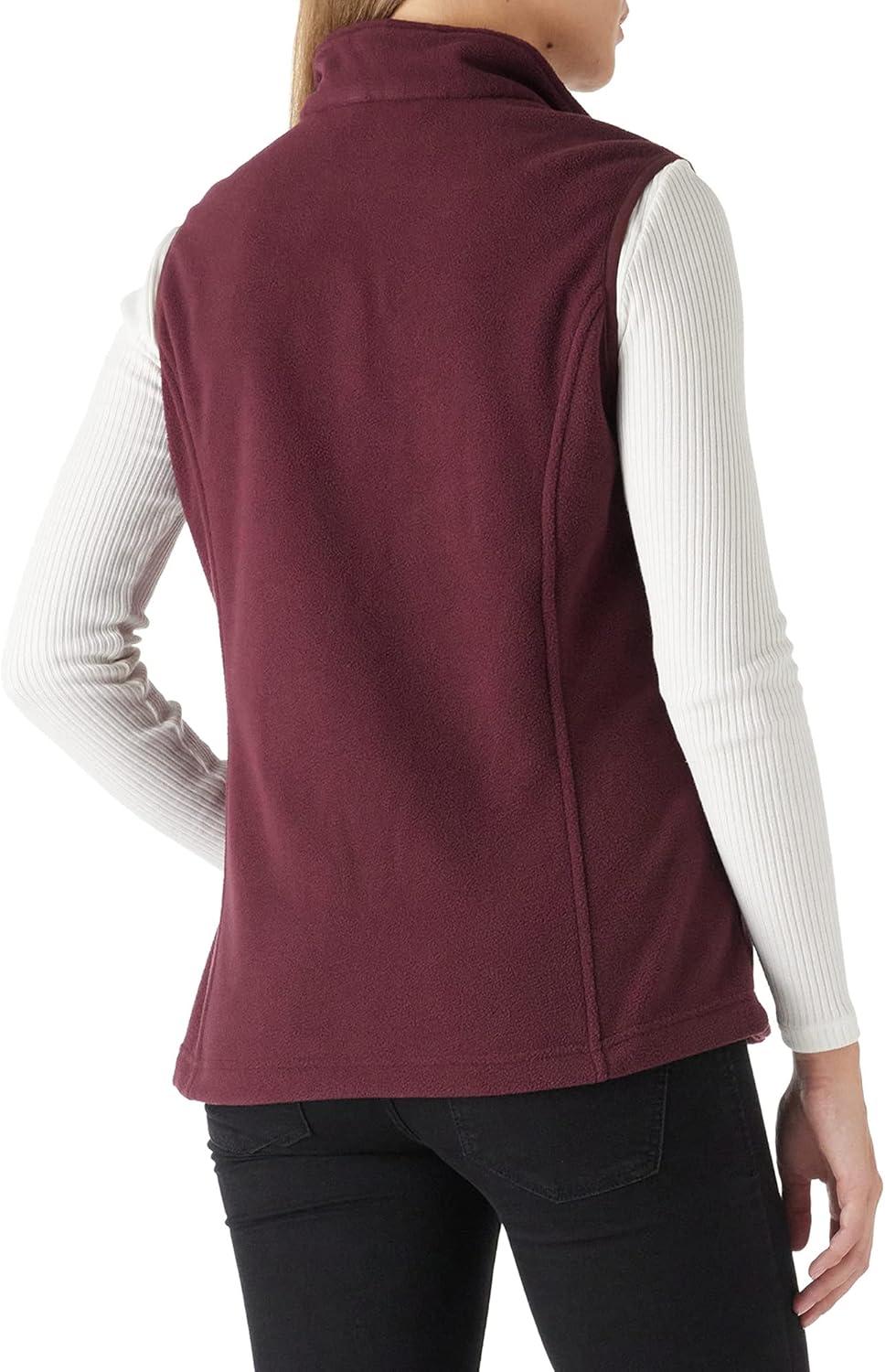 Outdoor Ventures Women’s Polar Fleece Zip Vest Outerwear with Pockets,Warm Sleeveless Coat Vest for Fall & Winter(Burgundy)