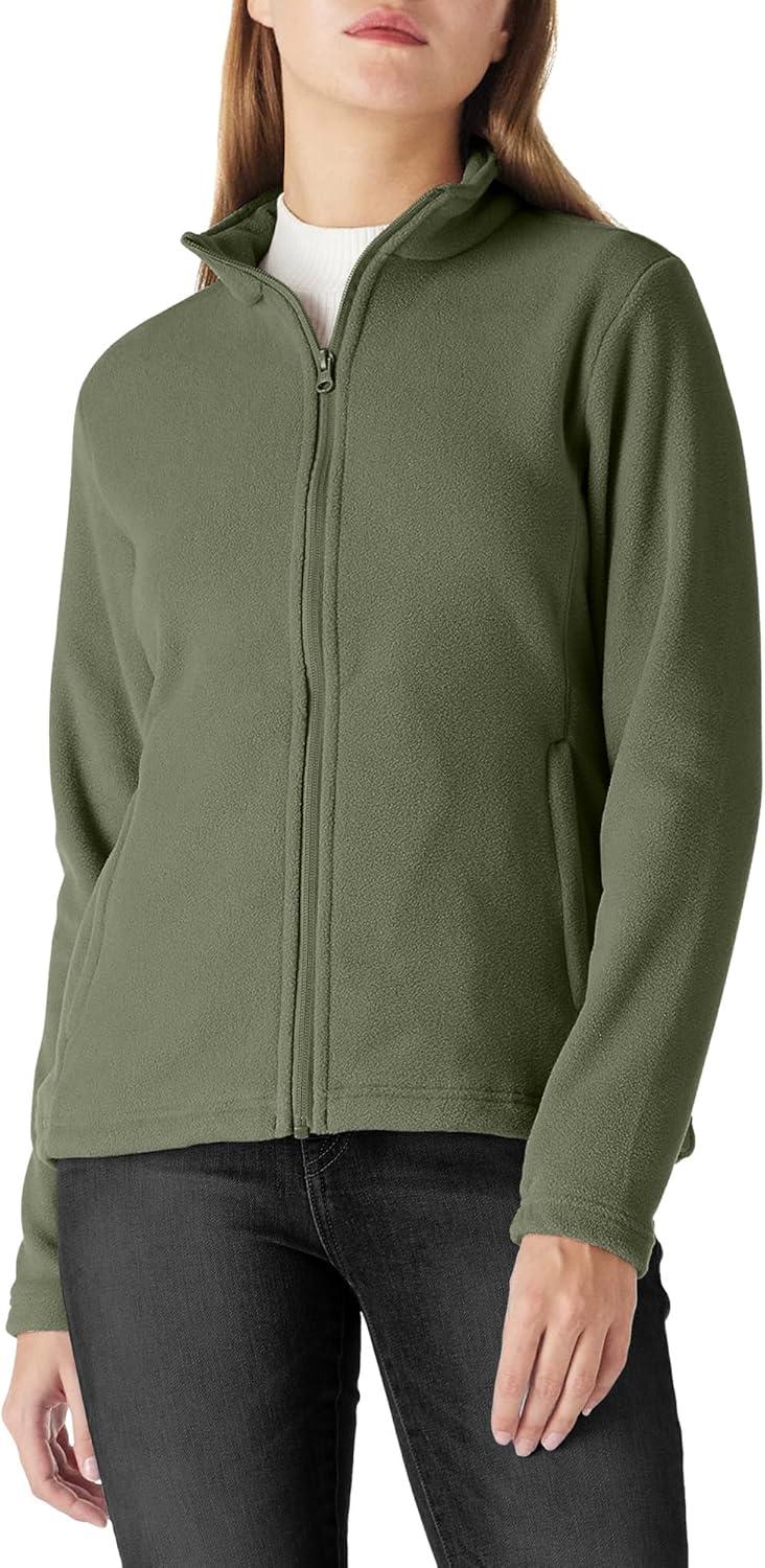 Outdoor Ventures Women’s Lightweight Warm Zip Up Long-Sleeve Soft Polar Fleece Jacket for Fall Winter(Green Gray)