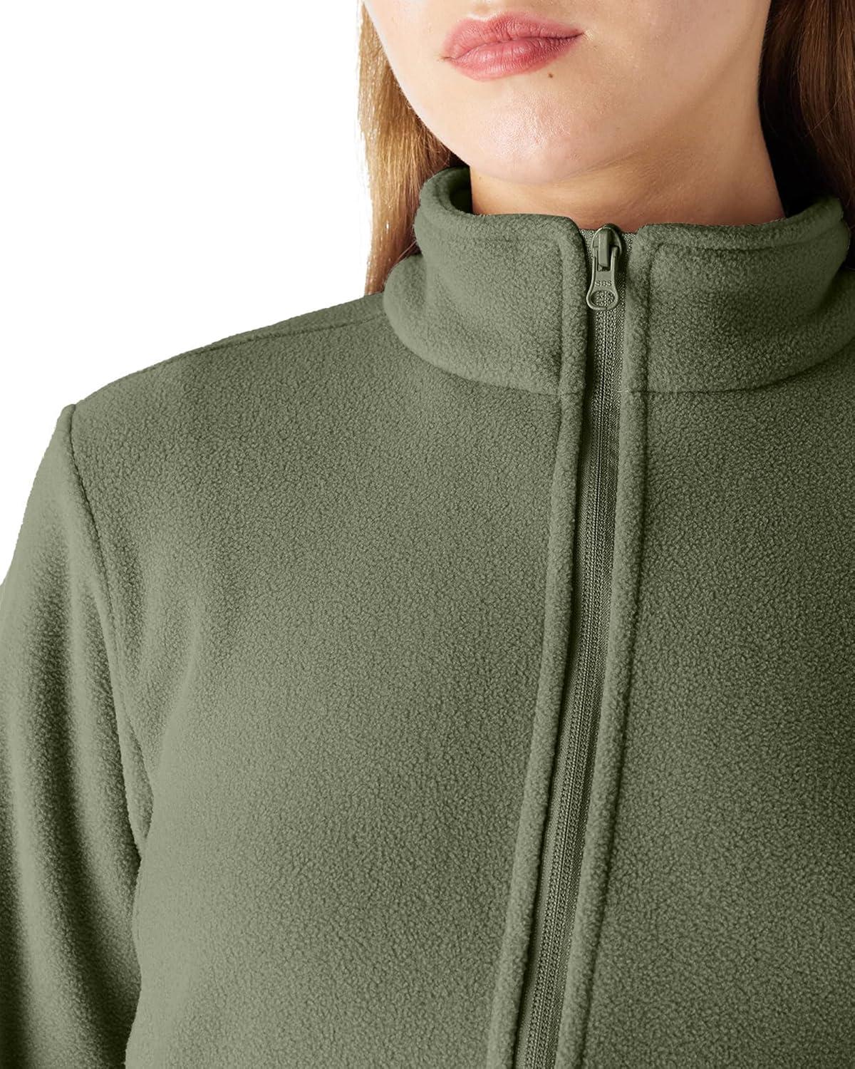 Outdoor Ventures Women’s Lightweight Warm Zip Up Long-Sleeve Soft Polar Fleece Jacket for Fall Winter(Green Gray)