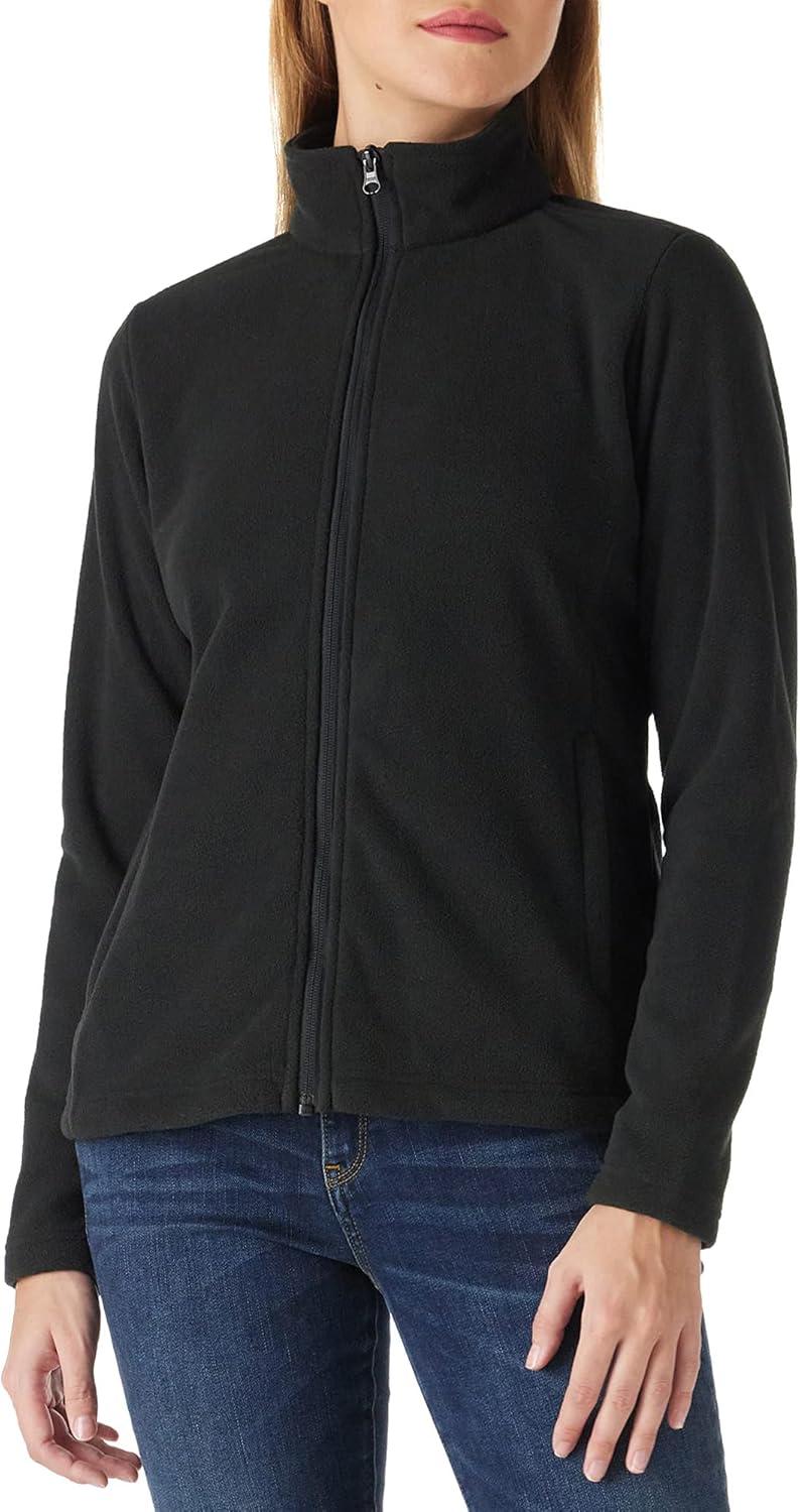 Outdoor Ventures Women’s Lightweight Warm Zip Up Long-Sleeve Soft Polar Fleece Jacket for Fall Winter(Black)