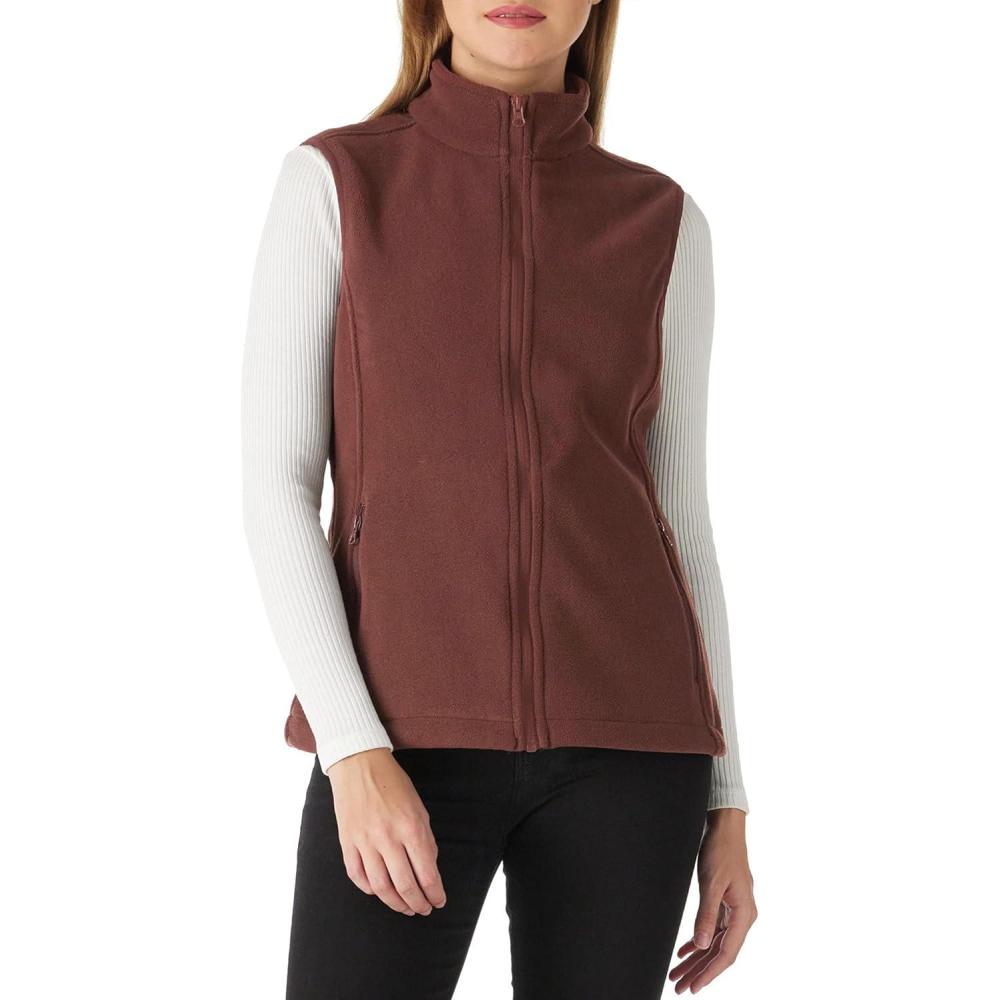 Outdoor Ventures Women’s Polar Fleece Zip Vest Outerwear with Pockets,Warm Sleeveless Coat Vest for Fall & Winter(Caramel)