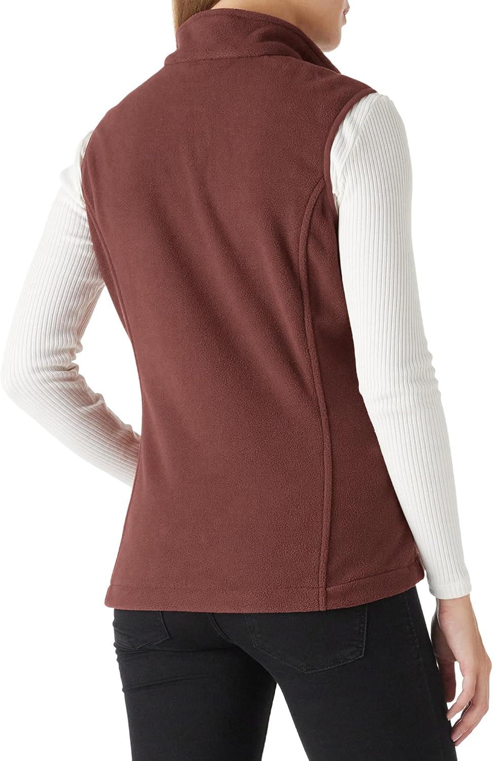 Outdoor Ventures Women’s Polar Fleece Zip Vest Outerwear with Pockets,Warm Sleeveless Coat Vest for Fall & Winter(Caramel)