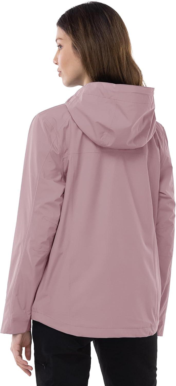 Outdoor Ventures Packable Rain Jacket Women Lightweight Waterproof Raincoat with Hood Cycling Bike Jacket(Dusty Rose)