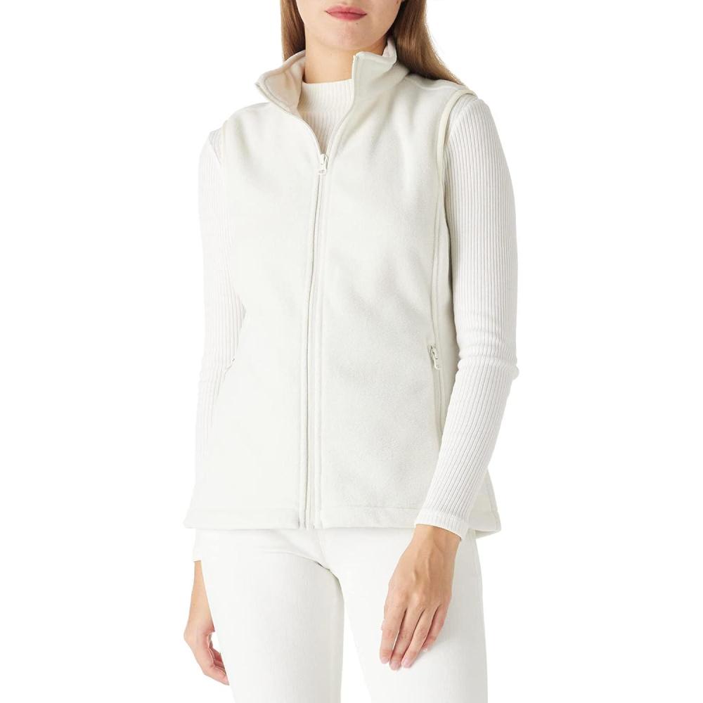 Outdoor Ventures Women’s Polar Fleece Zip Vest Outerwear with Pockets,Warm Sleeveless Coat Vest for Fall & Winter(Ivory)