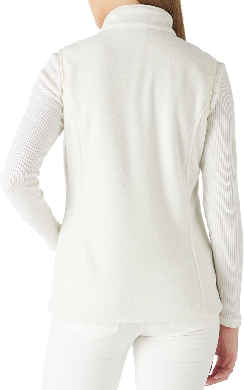 Outdoor Ventures Women’s Polar Fleece Zip Vest Outerwear with Pockets,Warm Sleeveless Coat Vest for Fall & Winter(Ivory)