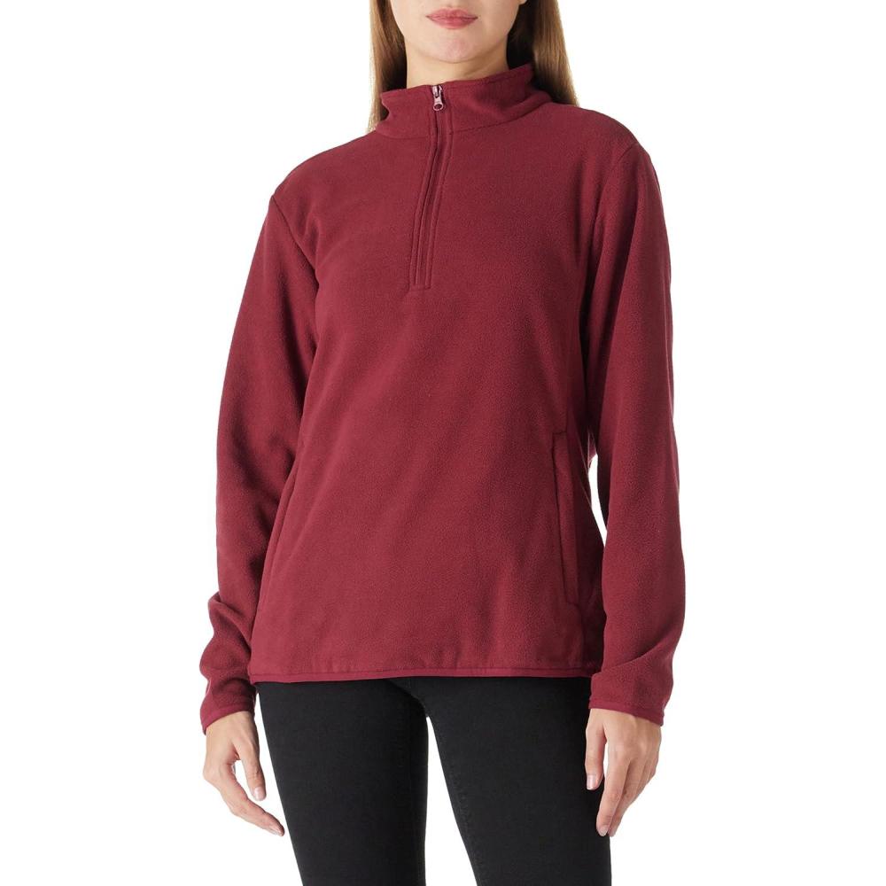 Outdoor Ventures Women’s Loose Fit 1/4 Quarter Zip Soft Lightweight Polar Fleece Pullover Jacket with Zipper Pocket