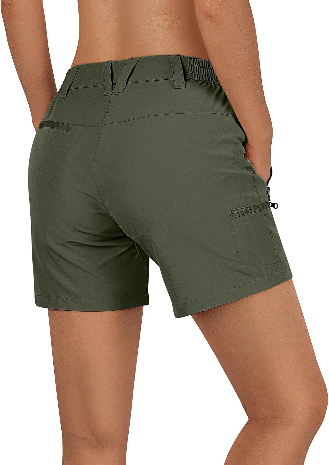 Outdoor Ventures Women’s Hiking Shorts 5 Inch Golf Stretch Quick Dry Cargo(Army Green)