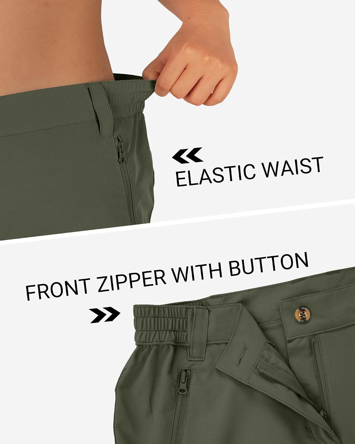 Outdoor Ventures Women’s Hiking Shorts 5 Inch Golf Stretch Quick Dry Cargo(Army Green)