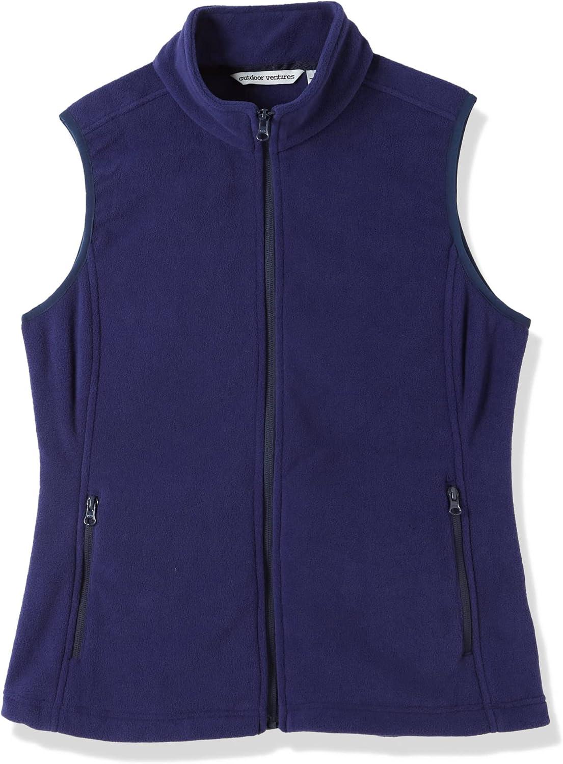 Outdoor Ventures Women’s Polar Fleece Zip Vest Outerwear with Pockets,Warm Sleeveless Coat Vest for Fall & Winter(Purplish Blue)