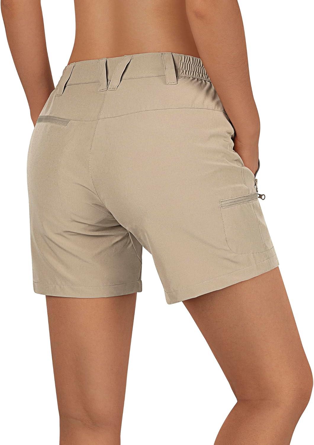 Outdoor Ventures Women’s Hiking Shorts Stretch Lightweight Golf Shorts Quick Dry UPF 50+ 5 inch Cargo Short for Camping(Woody Brown)
